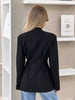 Women's Slim Fit Single Breasted Denim Cotton Solid Color V-Neck Office Blazer for Spring in White