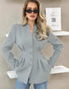 Women's Slim Fit Single Breasted Denim Cotton Solid Color V-Neck Office Blazer for Spring in White