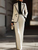 Women's Imitation Cotton Color Splice Casual Pants with Western Style Design for Spring Everyday Wear