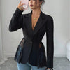 Women's A-Line Solid Color Polyester One Button Polo Collar Socialite Blazer for Spring in White