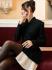 Women's Stand Collar One Button Polyester Blazer with Waist Type Fit and Office Style for Spring Casual Office Wear