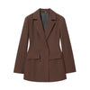 Women's Regular Fit Double Breasted Polyester Suit Collar Literary Style Dress for Autumn in White Brown