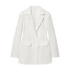 Women's Regular Fit Double Breasted Polyester Suit Collar Literary Style Dress for Autumn in White Brown
