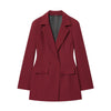Women's Regular Fit Double Breasted Polyester Suit Collar Literary Style Dress for Autumn in White Brown