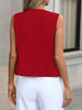 Women's Regular Fit Single Breasted V Neck Sleeveless Polyester Solid Color Cardigan Vest for Spring in Red