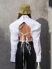 Women's Loose Fit Single Breasted Polyester Spandex Blend Solid Color Lapel Long Sleeve Cardigan Style Blazer for Spring in White