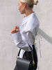 Women's Loose Fit Single Breasted Polyester Spandex Blend Solid Color Lapel Long Sleeve Cardigan Style Blazer for Spring in White