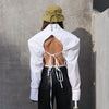 Women's Loose Fit Single Breasted Polyester Spandex Blend Solid Color Lapel Long Sleeve Cardigan Style Blazer for Spring in White