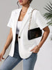 Women's Regular Fit Polyester Solid Color Suit Collar One Button Elegant Short Sleeve Jacket for Summer in