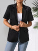 Women's Regular Fit Polyester Solid Color Suit Collar One Button Elegant Short Sleeve Jacket for Summer in
