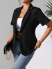 Women's Regular Fit Polyester Solid Color Suit Collar One Button Elegant Short Sleeve Jacket for Summer in