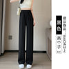 Women's Lightweight Chiffon Straight Leg Casual Pants with Drapey Flow for Spring Summer in Black