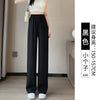 Women's Lightweight Chiffon Straight Leg Casual Pants with Drapey Flow for Spring Summer in Black
