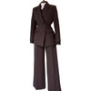 Women's Casual Polyester Solid Color Straight Leg Pants with Button and Lace Trim for Work Office in White Brown for Autumn
