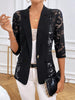 Women's Regular Fit Polyester Solid Color Suit Collar One Button Elegant Jacket for Autumn in White