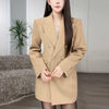 Women's Slim Fit Single Breasted Polyester Chiassa Blazer with Suit Collar Long Sleeves for Office Work in Spring Red