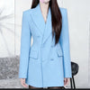 Women's Slim Fit Single Breasted Polyester Chiassa Blazer with Suit Collar Long Sleeves for Office Work in Spring Red