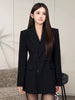 Women's Slim Fit Single Breasted Polyester Chiassa Blazer with Suit Collar Long Sleeves for Office Work in Spring Red