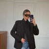 Women's Regular Fit Single Breasted Polyester Solid Color Suit Collar Socialite Style Blazer for Spring in Casual Elegance