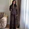 Women's European Style Polyester Patchwork Long Sleeve Blazer Jacket with Open Front Design for Spring Fall Streetwear in White Brown
