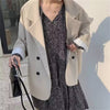 Women's Slim Fit Solid Color Two Button Blended Blazer with Suit Collar for Office Spring in Brown