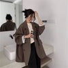 Women's Slim Fit Solid Color Two Button Blended Blazer with Suit Collar for Office Spring in Brown