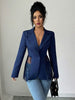 Women's Slim Fit One Button Polyester Blazer with Suit Collar for Elegant Spring Office Wear in White