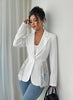 Women's Slim Fit One Button Polyester Blazer with Suit Collar for Elegant Spring Office Wear in White
