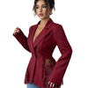 Women's Slim Fit One Button Polyester Blazer with Suit Collar for Elegant Spring Office Wear in White