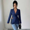 Women's Slim Fit One Button Polyester Blazer with Suit Collar for Elegant Spring Office Wear in White