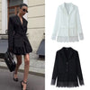 Women's Regular Fit Single Breasted Polyester Solid Color Suit Collar Blazer for Office Style in Spring White