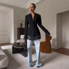 Women's Regular Fit Single Breasted Polyester Solid Color Suit Collar Blazer for Office Style in Spring White