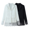 Women's Regular Fit Single Breasted Polyester Solid Color Suit Collar Blazer for Office Style in Spring White