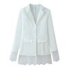 Women's Regular Fit Single Breasted Polyester Solid Color Suit Collar Blazer for Office Style in Spring White