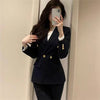 Women's Polyester Business Suit Set for Interviews and Office Work Spring Professional Blazer Jacket and Pants Outfit for Women