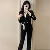 Women's Polyester Business Suit Set for Interviews and Office Work Spring Professional Blazer Jacket and Pants Outfit for Women