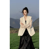 Women's Loose Fit Lightweight Polyester Solid Color Long Sleeve Open Front Jacket for Summer Office OL Style in Black