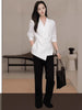 Women's Plus Size Lightweight Polyester Two Piece Suit Set with Blazer and Skirt for Autumn in Stylish Fashion Design