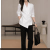 Women's Plus Size Lightweight Polyester Two Piece Suit Set with Blazer and Skirt for Autumn in Stylish Fashion Design