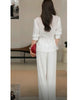 Women's Plus Size Lightweight Polyester Two Piece Suit Set with Blazer and Skirt for Autumn in Stylish Fashion Design