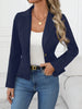 Women's Slim Fit Spring Polyester Solid Color Suit Collar One Button French Style Blazer for Casual Work in Red Pink