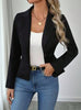 Women's Slim Fit Spring Polyester Solid Color Suit Collar One Button French Style Blazer for Casual Work in Red Pink