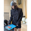 Women's Regular Fit Cotton Blend Solid Color Stand Collar Single Row Multiple Buckles Casual Spring Blazer Jacket