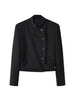 Women's Regular Fit Cotton Blend Solid Color Stand Collar Single Row Multiple Buckles Casual Spring Blazer Jacket
