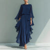 Women's Chiffon Solid Color Casual Pants for Spring in Blue
