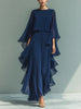 Women's Chiffon Solid Color Casual Pants for Spring in Blue