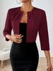 Women's Regular Fit Polyester Round Neckline Elegant Blazer for Spring in White Red Apricot and Camel