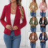 Women's Regular Fit One Button Polyester Solid Color Lapel Collar Casual Blazer for Work Office in Pink