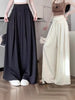 Women's Lightweight Polyester High Waist Wide Leg Loose Draped Pants for Summer Spring Casual Wear in Apricot