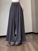 Women's Lightweight Polyester High Waist Wide Leg Loose Draped Pants for Summer Spring Casual Wear in Apricot